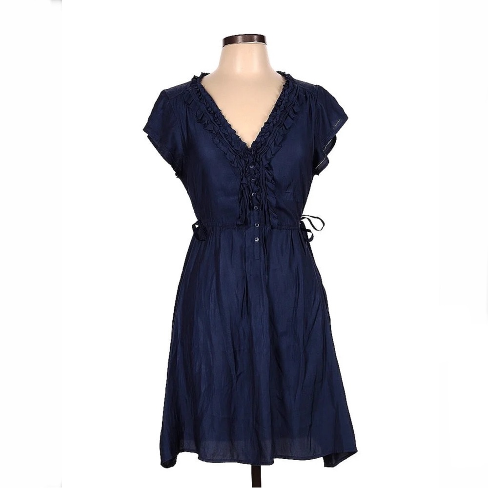 EUC- American Eagle Outfitters Ruffle Placket Cap Sleeve Dress w/Side Waist Ties